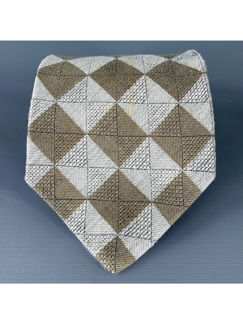ZANZARA Grey Olive Checkered Silk Tie